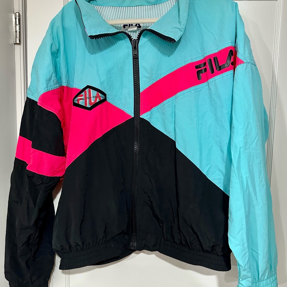 Vintage Fila Color Block Mesh Windbreaker